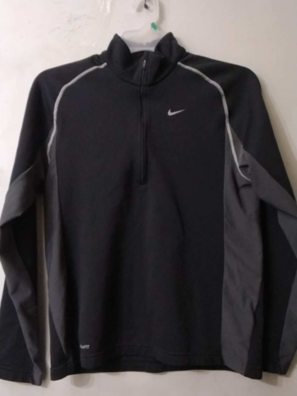 Nike FIT Black & Gray Reflective Quarter-Zip Performance Pullover Men's Sz M